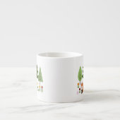Scandinavische Style Fox Flowers Trees Illustratie Espresso Kop (Voorkant)