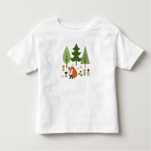 Scandinavische Style Fox Flowers Trees Illustratie Kinder Shirts
