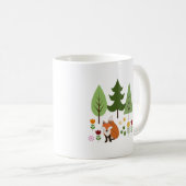 Scandinavische Style Fox Flowers Trees Illustratie Koffiemok (Voorkant rechts)