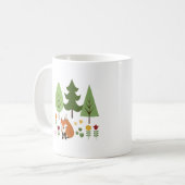 Scandinavische Style Fox Flowers Trees Illustratie Koffiemok (Voorkant links)