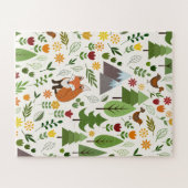 Scandinavische Style Fox Flowers Trees Illustratie Legpuzzel (Horizontaal)