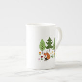Scandinavische Style Fox Flowers Trees Illustratie Porselein Kop (Voorkant rechts)