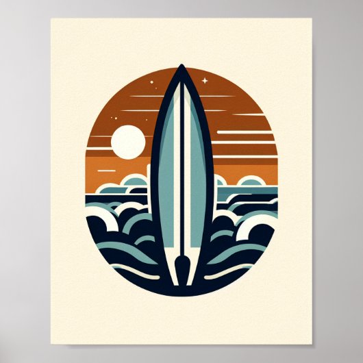 Scandinavische Surfboard Kunstposter Poster (Voorkant)