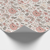 Scandinavische teddybeer boho-patroon cadeaupapier (Hoek)