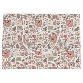 Scandinavische teddybeer boho patroon groot cadeauzakje (Voorkant)