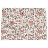 Scandinavische teddybeer boho patroon groot cadeauzakje (Achterkant)