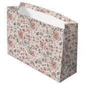 Scandinavische teddybeer boho patroon groot cadeauzakje (Achterkant Gekanteld)
