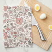 Scandinavische teddybeer boho patroon theedoek (Quarter Fold)