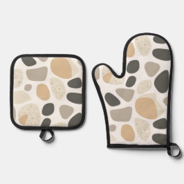 Scandinavische terrazzo stenen ovenwant & pannenlap set