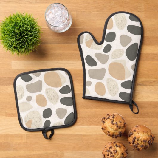 Scandinavische terrazzo stenen ovenwant & pannenlap set (Top down)