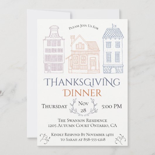 Scandinavische Thanksgiving - Uitnodiging binnenpa (Voorkant)