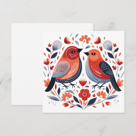 Scandinavische Tortelduifjes Valentijnse Feestdagenkaart (Voorkant / Achterkant)