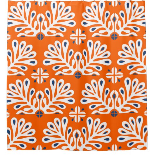 Scandinavische traditie: etnisch bloemmozaïek. douchegordijn (Voorkant)