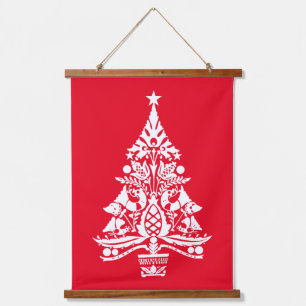 Scandinavische traditionele kerstdecoraties hangend wandkleed