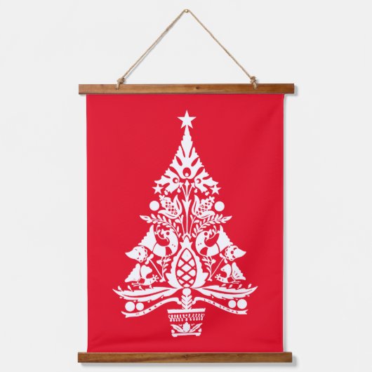 Scandinavische traditionele kerstdecoraties hangend wandkleed (Voorkant)