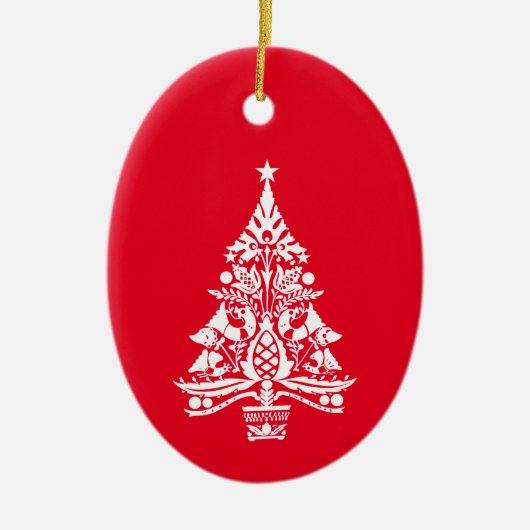 Scandinavische traditionele kerstdecoraties keramisch ornament (Voorkant)