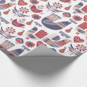 Scandinavische traditionele volkskunst kerstmis cadeaupapier (Hoek)