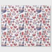 Scandinavische traditionele volkskunst kerstmis cadeaupapier (Vlak)