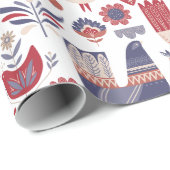 Scandinavische traditionele volkskunst kerstmis cadeaupapier (Rol Hoek)