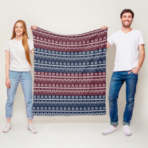 Scandinavische versiering op een blauwe, Bourgogne Fleece Deken