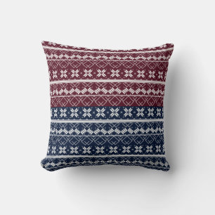 Scandinavische versiering op een blauwe, Bourgogne Kussen