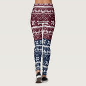 Scandinavische versiering op een blauwe, Bourgogne Leggings (Achterkant)