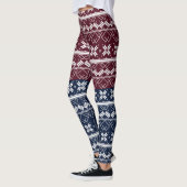 Scandinavische versiering op een blauwe, Bourgogne Leggings (Links)