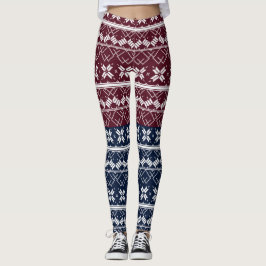 Scandinavische versiering op een blauwe, Bourgogne Leggings