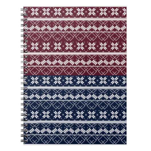 Scandinavische versiering op een blauwe, Bourgogne Notitieboek (Voorkant)