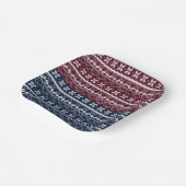 Scandinavische versiering op een blauwe, Bourgogne Papieren Bordje (Gebogen)