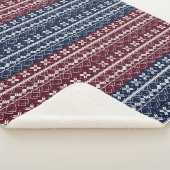 Scandinavische versiering op een blauwe, Bourgogne Sherpa Deken (3/4)