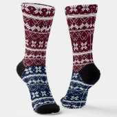 Scandinavische versiering op een blauwe, Bourgogne Sokken (Gebogen)