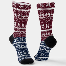 Scandinavische versiering op een blauwe, Bourgogne Sokken