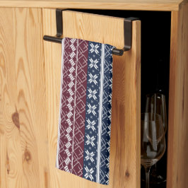 Scandinavische versiering op een blauwe, Bourgogne Theedoek