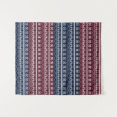 Scandinavische versiering op een blauwe, Bourgogne Wandkleed (Voorkant (horizontaal))