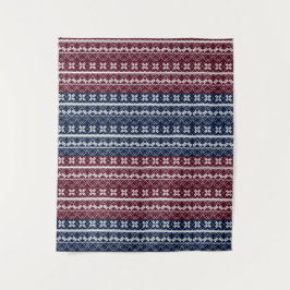 Scandinavische versiering op een blauwe, Bourgogne Wandkleed