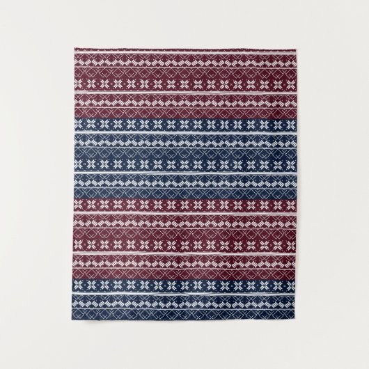 Scandinavische versiering op een blauwe, Bourgogne Wandkleed (Voorkant)