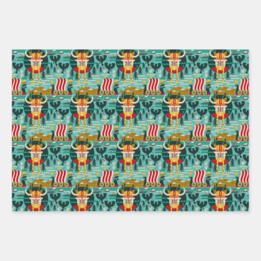 Scandinavische Viking Ship Pattern-pakpapier Inpakpapier Vel (Voorkant 2)