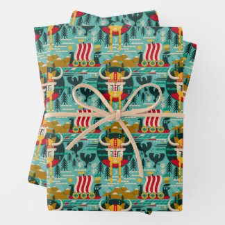 Scandinavische Viking Ship Pattern-pakpapier Inpakpapier Vel