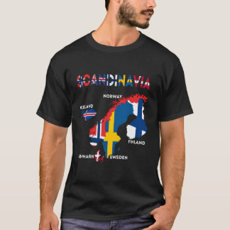 Scandinavische vlag Noordse landen kaarten Noord-E T-shirt