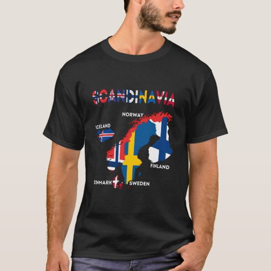 Scandinavische vlag Noordse landen kaarten Noord-E T-shirt (Voorkant)