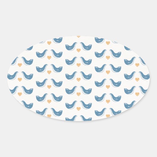 Scandinavische vogels in de tuin Thema Ovale Sticker (Voorkant)