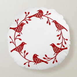 Scandinavische vogels met Rosehips Wreater Rond Kussen