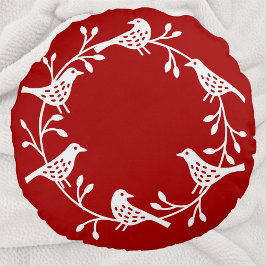 Scandinavische vogels met Rosehips Wreater Rond Kussen
