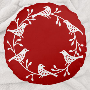 Scandinavische vogels met Rosehips Wreater Rond Kussen