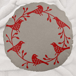 Scandinavische vogels met Rosehips Wreater Rond Kussen