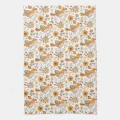 Scandinavische Vogels Oranje Theedoek (Verticaal)