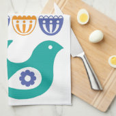 Scandinavische vogels, vis en bloemen theedoek (Quarter Fold)