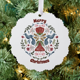 Scandinavische volks kunst blauwe vogel ornament kaart
