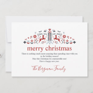 Scandinavische volks kunst rendier foto kerstmis feestdagenkaart